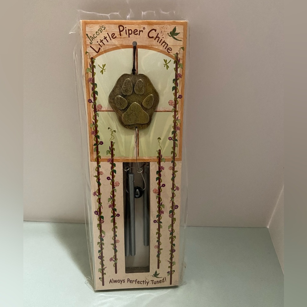 Paw Print Wind Chime with Silver Tubes